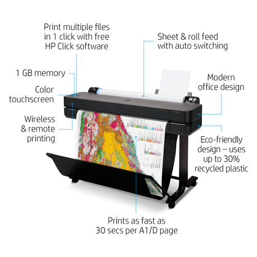 מדפסת פלוטר HP DesignJet T630 36-in Printer