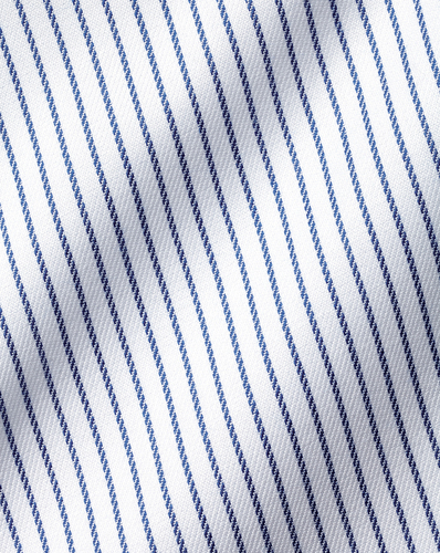 חולצה עם פסים כחולים  גזרת קלאסיק - Royal and white non-iron twill stripe