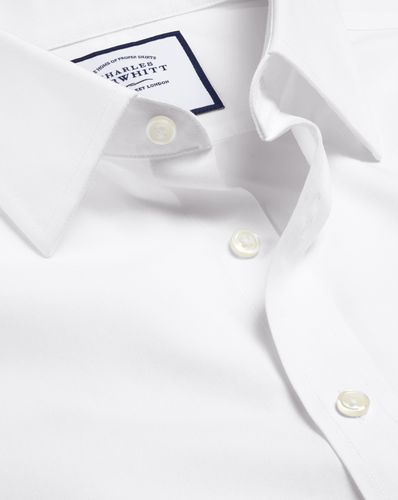 חולצה לבנה פופלין שרוול קצר גזרה רגילה -  Poplin Slim Fit Short Sleeve