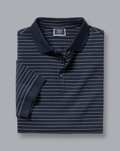 חולצת פולו  - Pique Polo - Navy and white stripe
