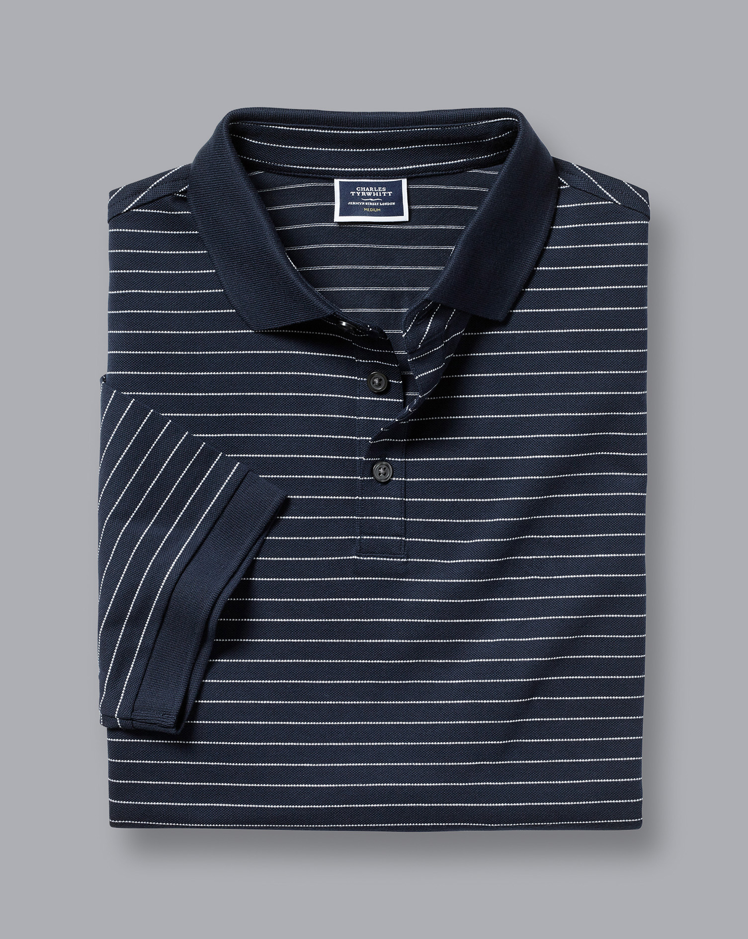 חולצת פולו  - Pique Polo - Navy and white stripe