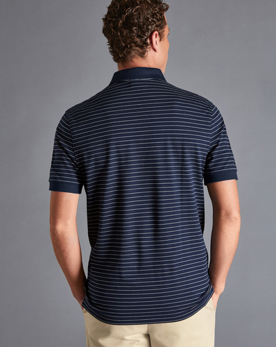 חולצת פולו  - Pique Polo - Navy and white stripe