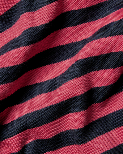 חולצת פולו  - Pique Polo - Bright pink and navy stripe