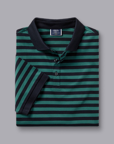 חולצת פולו  - Pique Polo - Spearmint and navy stripe