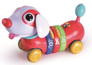 כלבלב לימודי נוסע ומנגן עם שלט רחוק