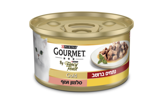שימור נתחים ברוטב גורמה גולד סלמון ועוף 85 גרם