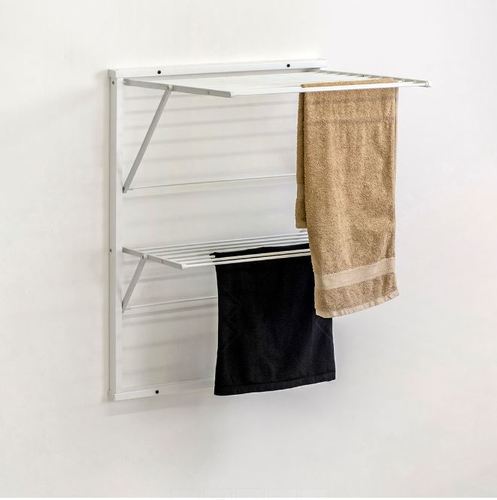 מתלה ייבוש כביסה לקיר כפול לבן KEVIN wall drying rack