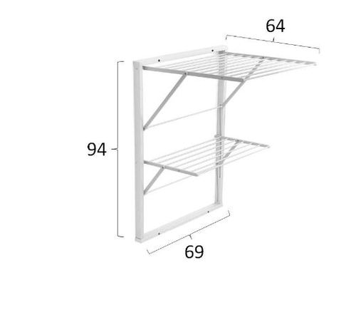 מתלה ייבוש כביסה לקיר כפול לבן KEVIN wall drying rack