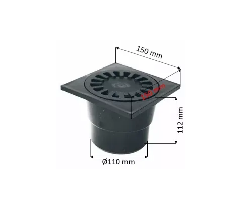 קולט גשם אנכי 150X150 יציאה 110