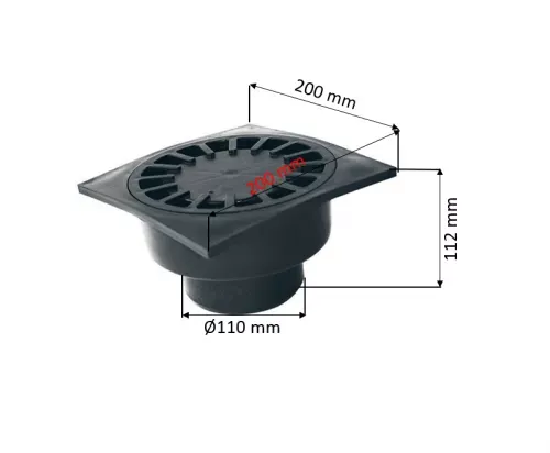 קולט גשם אנכי 200X200 יציאה 110