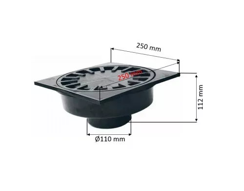 קולט גשם אנכי 250X250 יציאה 110
