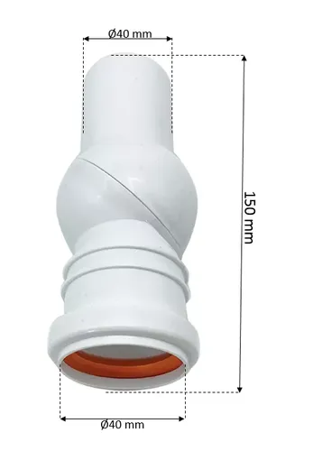 זווית פרק 360° מעלות קוטר 40 מ”מ (לבן)