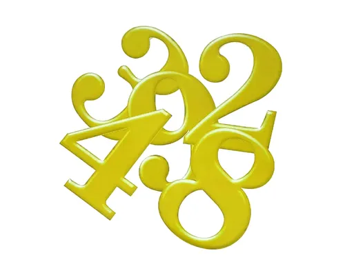 מספרים מעוצבים 16 חלקים בצבע אחיד - צהוב