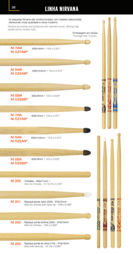 מקלות לתופים NIRVANA SERIES 5A wood tip מבית LIVERPOOL