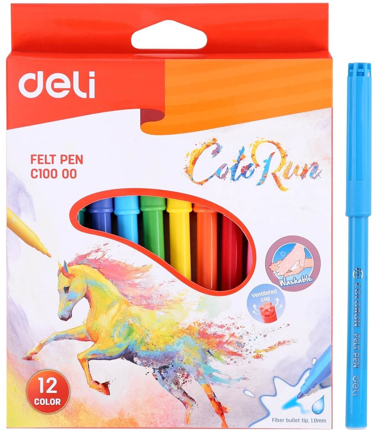 טושים דקים 12 צבעים DELI