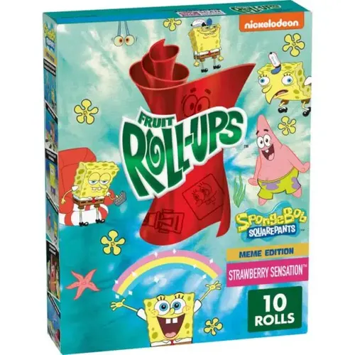 10 יח' רולאפס ממתק לדר בטעמים RollUps Spongebob
