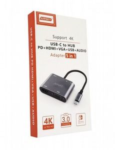 מתאם מולטימדיה - 5 ב-1 (טייפ-סי ל-PD,HDMI,VGA,USB,AUX)