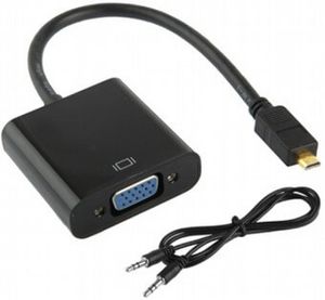 מתאם HDMI מיקרו ל-VGA + כבל Aux בשקית תלייה