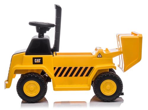 בימבה משאית עפר CAT ממונעת 6V לפעטות עם ארגז מתרומם ואפקטים קוליים בעברית