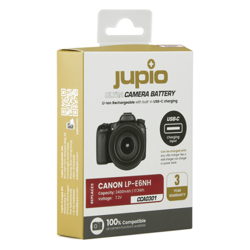 סוללה Jupio LP-E6NH *ULTRA* (USB-C input) 2400mAh