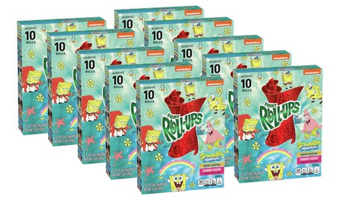 100 יח' רולאפס ממתק לדר בטעמים RollUps Spongebob