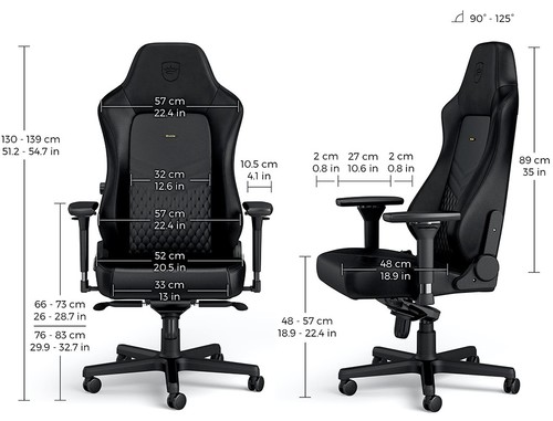 כסא גיימינג עור אמיתי Noblechairs HERO Real Leather Gaming Chair Black