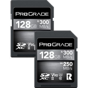 זוג כרטיסי זיכרון ProGrade 128GB SDXC UHS-II V90 Cobalt INSTA