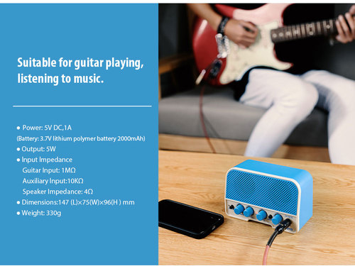 מגבר נייד נטען 5 וואט לגיטרה חשמלית JOYO JA-02 II BL Bluetooth