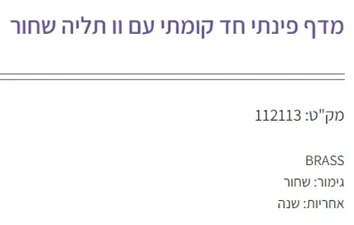מדף פינתי חד קומתי שחור עם וו תליה, מותקן בפינת חדר אמבטיה, מחזיק רשתות שמפו. דגם 112113.