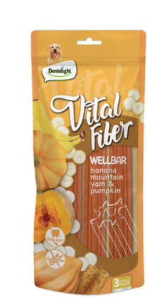 VITAL FIBER WELLBAR - חטיף דנטלי משלים לכלבים בננה,שורש בטטה ודלעת 250 גרם מבצע 3+1