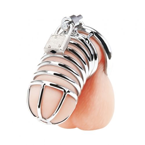 חגורת צניעות כלוב ממתכת לאיבר המין של הגבר Blue Line - Deluxe Chastity Cock Cage