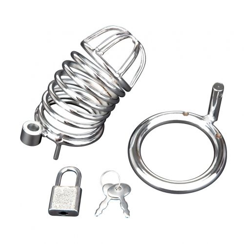 חגורת צניעות כלוב ממתכת לאיבר המין של הגבר Blue Line - Deluxe Chastity Cock Cage