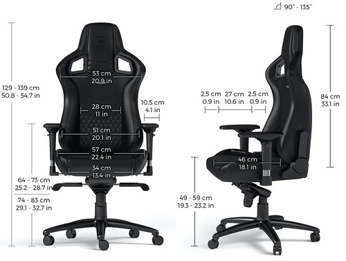 כיסא גיימינג עור אמיתי Noblechairs EPIC Real Leather Gaming Chair Black