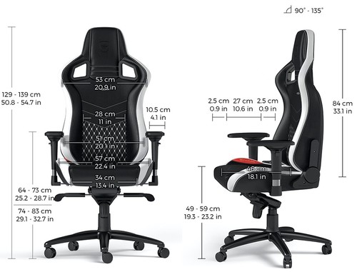 כיסא גיימינג עור אמיתי Noblechairs EPIC Real Leather Gaming Chair Black/White/Red