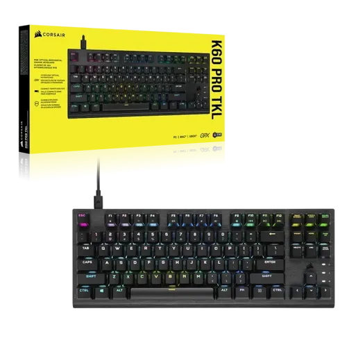 מקלדת מכנית-אופטית CORSAIR K60 PRO TKL RGB