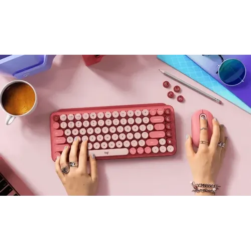 מקלדת מכאנית אלחוטית אודם, ורוד LOGITECH POP Keys
