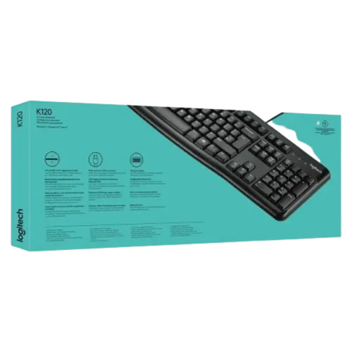מקלדת חוטית Logitech K120 USB שחור