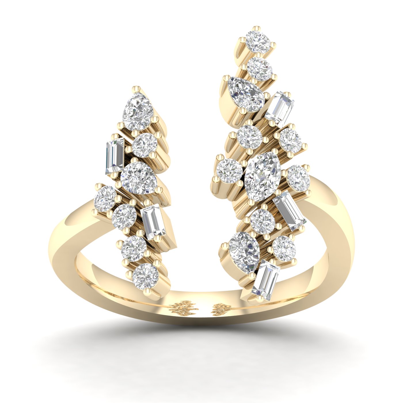טבעת יהלומים מעוצבת 0.62ct מזהב 14K