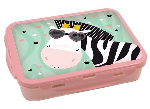קופסת אוכל מחולקת ל 3 תאים עם נעילת קליפסים - זברה