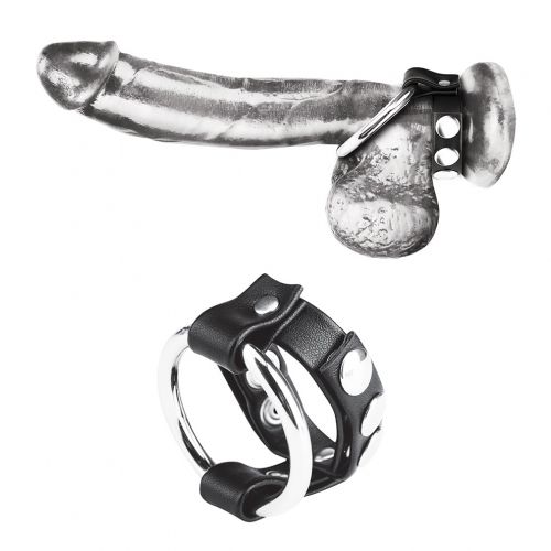 Metal Cock Ring With Adjustable Snap Ball Strap