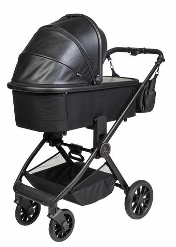 עגלת סיאלו פרו PRO Sport Line Cielo מהדורה מיוחדת כולל תיק תואם שילדה שחורה - עור שחור ספורטליין