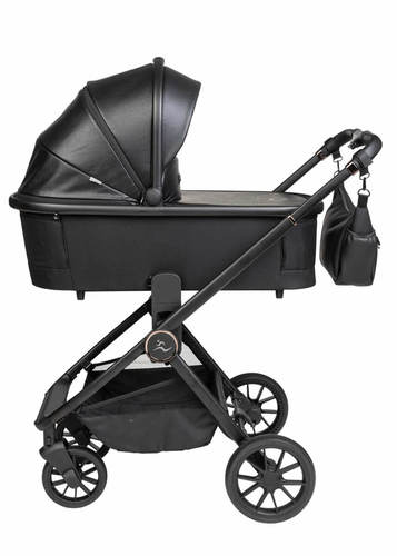 עגלת סיאלו פרו PRO Sport Line Cielo מהדורה מיוחדת כולל תיק תואם שילדה שחורה - עור שחור ספורטליין