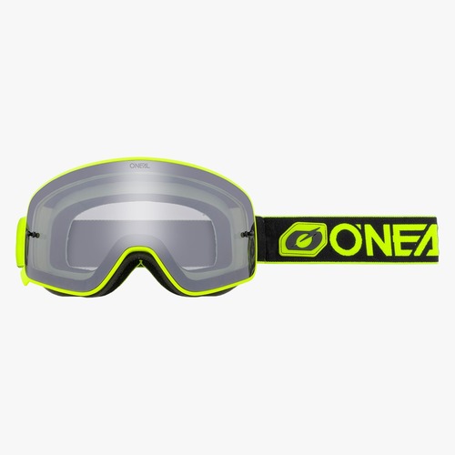 משקפי אבק ONEAL B-50 מגנטיים עם עדשה כפולה שקופה, מסגרת מודרנית, רצועה מתכווננת עם פסי סיליקון, הגנת UV 100% וציפוי נגד ערפל לרכיבה בשטח