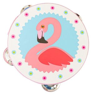 תוף מרים עץ בעיטור פלמינגו צבעוני