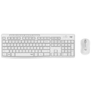 סט מקלדת ועכבר אלחוטיים Logitech MK295 Silent בצבע לבן בעברית ואנגלית