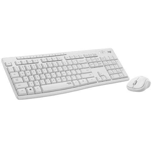 סט מקלדת ועכבר אלחוטיים Logitech MK295 Silent בצבע לבן בעברית ואנגלית