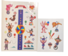 מדבקות קעקועים לילדים בדגמים של קרקס, 12 יחידות