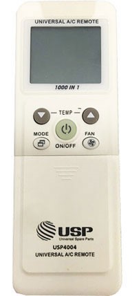 שלט אוניברסלי למזגן מבית USP דגם USP4004 המתאים לכל סוגי המזגנים ע"י קודים