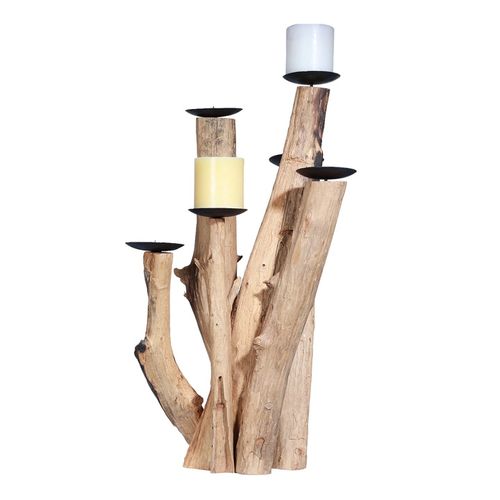 מעמד מעוצב ל 6  נרות עשוי עץ טיק 