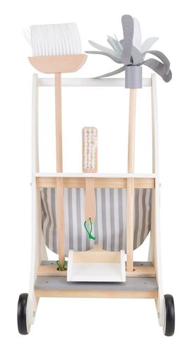 עגלת כלי ניקוי מעץ עם 5 אביזרי משחק